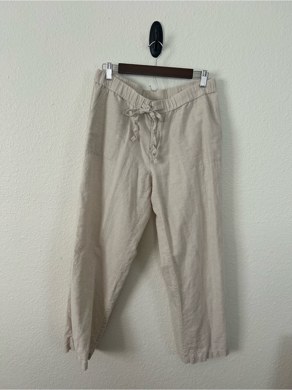 Liz Claiborne Beige Drawstring Linen-Blend Pants
